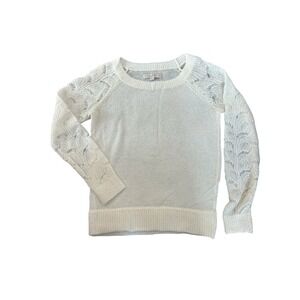 Ann Taylor Mohair Blend Cream Loose Knit Sweater SZ XS